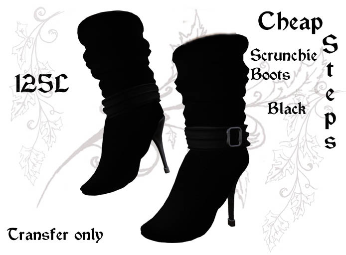 *Cheap Steps* Scrunchie Boots black v