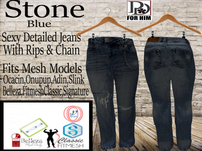 !PD-Mens Stone Jeans-Blue