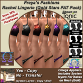 Freya's Fashions Rachel Lingerie - Gold Stars (FAT Pack x 6)
