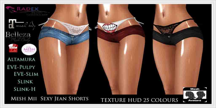RADEX R-2 Mesh Mii All Colours Sexy Jean Shorts