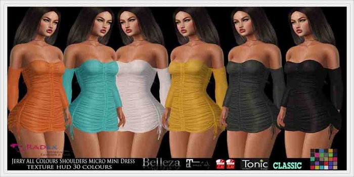 RADEX F 104 Mesh Jerry All Colours Shoulders Micro Mini Dress