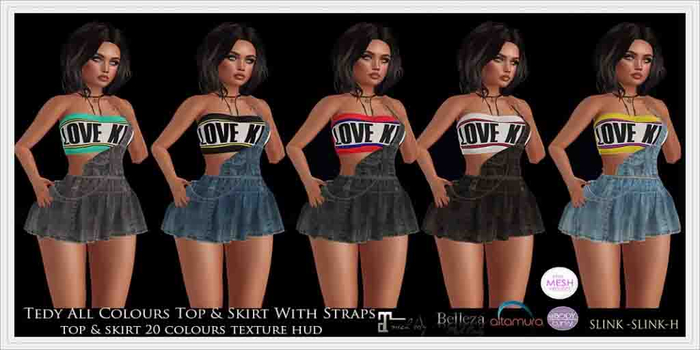 RADEX F 104 Mesh Tedy All Colours Top & Skirt With Straps