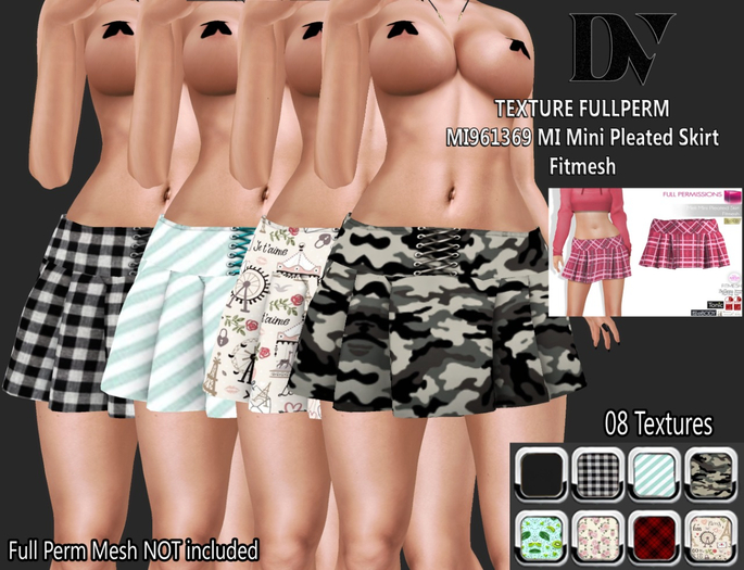 DV-MI961369 MI Mini Pleated Skirt Fitmesh-TEXTURE