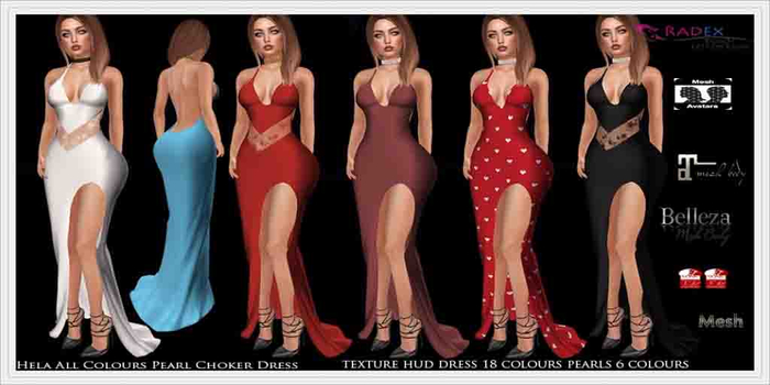 RADEX F 105 Mesh Hela All Colours Pearl Choker Dress