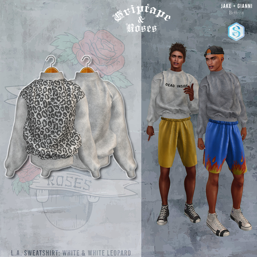 G+R - L.A. Sweatshirt - White + White Leopard