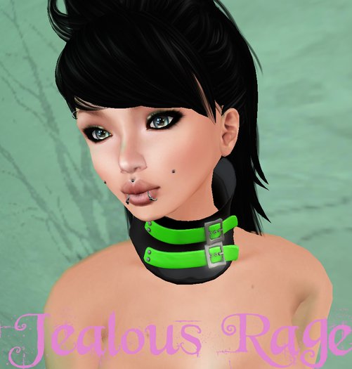 Jealous Rage Double Belted Posture Collar  Green