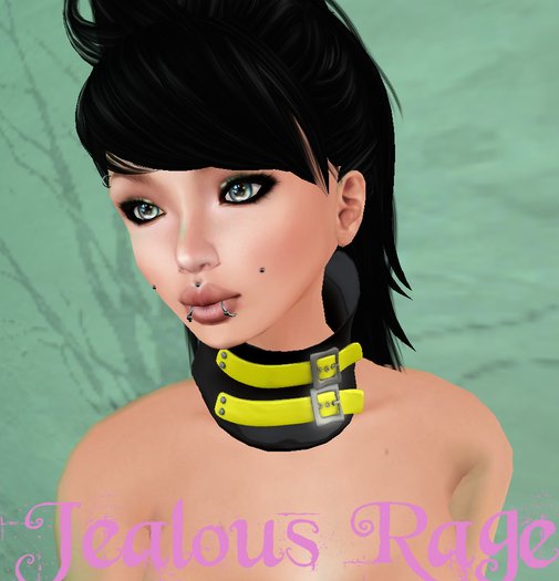 Jealous Rage Double Belted Posture Collar  Yellow