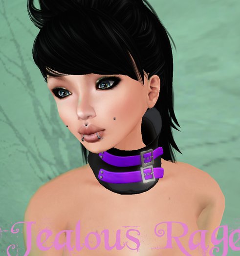 Jealous Rage Double Belted Posture Collar Purple