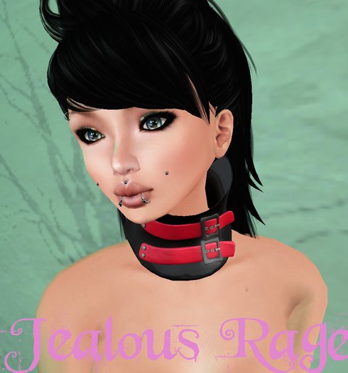 Jealous Rage Double Belted Posture Collar Red