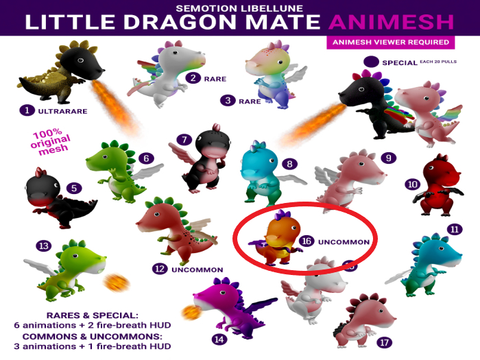 SEmotion Libellune Little Dragon Mate Animesh #16 UNCOMMON
