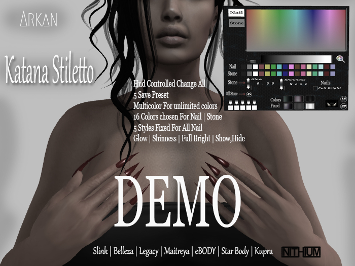 .::Arkan::. Katana Stiletto nails + Fitmesh DEMO