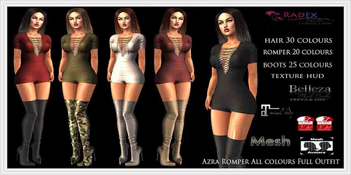 RADEX Mesh Azra Romper All colours Full Outfit