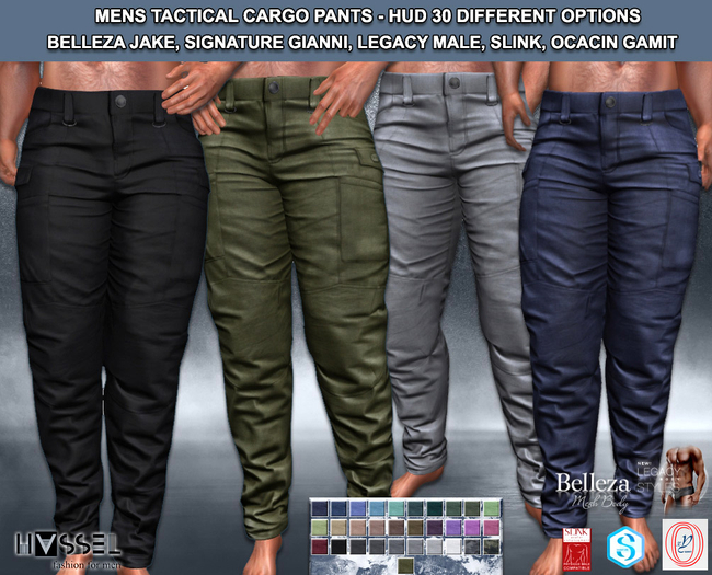 (HASSEL) PACK MENS TACTICAL CARGO PANTS 323 BELLEZA JAKE, SIGNATURE GIANNI, SLINK, OCACIN GAMIT, LEGACY MALE & ATHLETIC