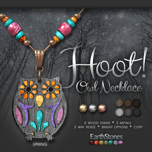 EarthStones Hoot Owl Necklace ~ Spring