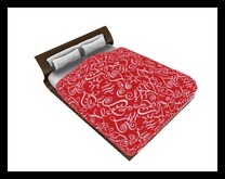 (In)Discretions Valentine's Day Red Scrolled Hearts Scripted Bed Blanket