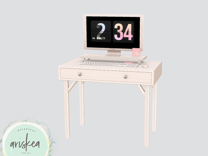 Ariskea[Brodie]  Office Desk & Computer -Silver