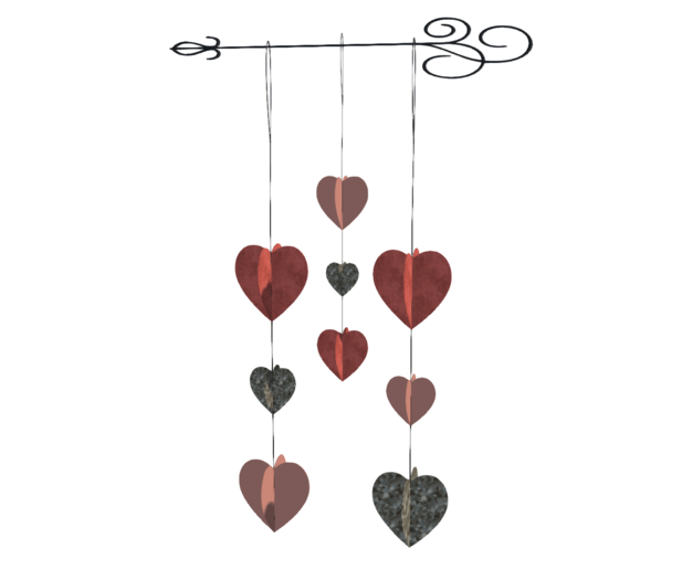 paper hearts on iron stick change color u want to 