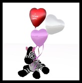 (In)Discretions - Valentines Cute Zebra with Balloons - I Love You!