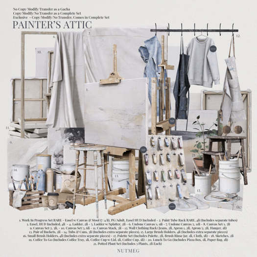 Nutmeg. Painter's Attic Full Set inc 2 RARES