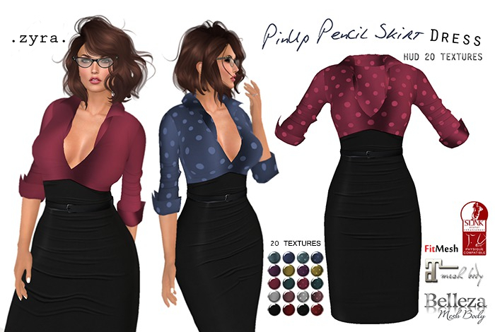 Zyra - PinUp Dress W/HUD Slink-Belleza-Maitreya-Fitmesh