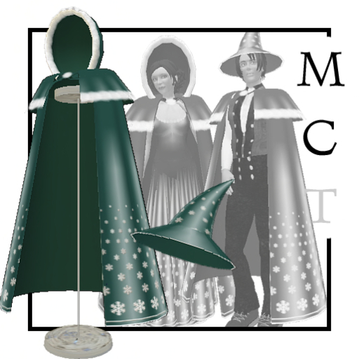 Snowcrystal green cloak and hat [by Pretty Magic]
