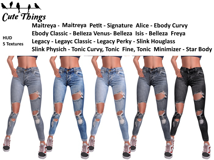 Second Life Marketplace - [CT] Ripped Jeans - Maitreya - Slink ...