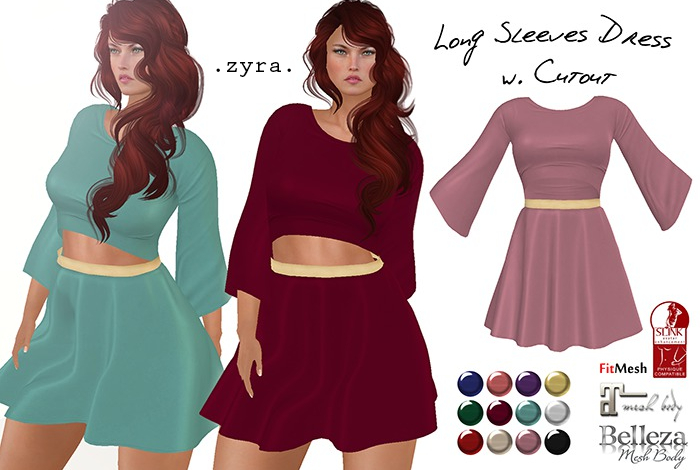 Zyra - Long Sleeves Flare Dress w.Cutout