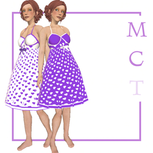 Valentine's baby doll twin set purple [by Finally]