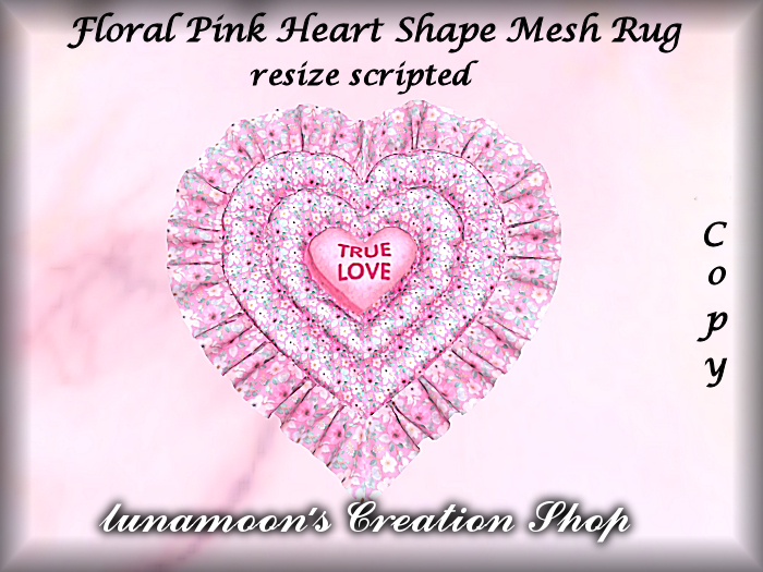 Pink Floral Ruffled Heart True Love Rug