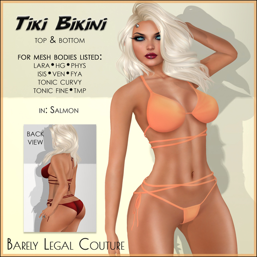 Barely Legal - Tiki Bikini (Salmon)