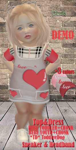 Ducky-Love & Heart -DEMO 3 colors Dress+Top-Bebe,TD,Youth,Chonk