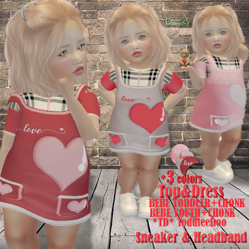 Ducky-Love & Heart -3 colors Dress+Top-Bebe,TD,Youth,Chonk