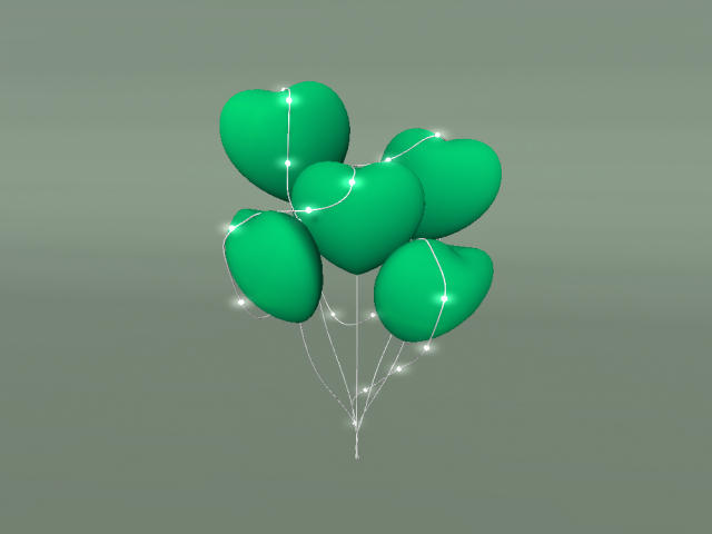 Heart Balloon with lights - Baby Green