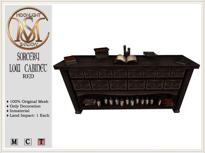 [MoonSha] Sorcery Low Cabinet - Red (Boxed)