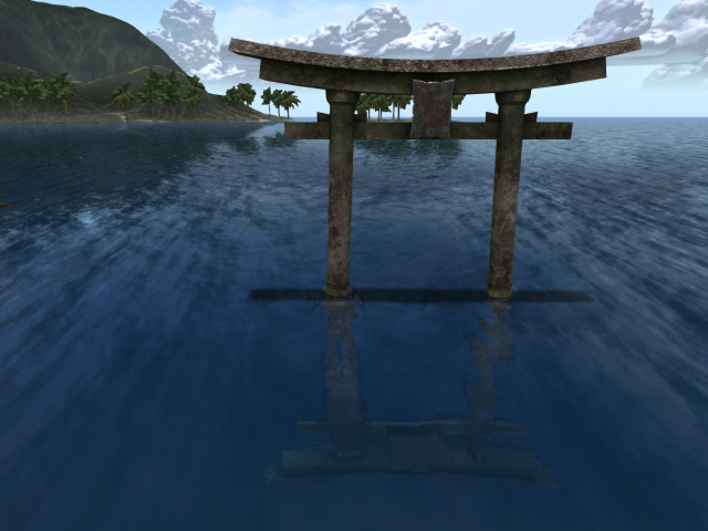 FULL PERM Mesh + Textures, Weathered Concrete Torii Gate