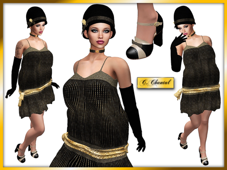 Second Life Marketplace - C.CHANTAL Gatsby 1920s Flapper Dress Outfit 1 ...