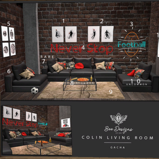 BeeDesigns Colin Living Room gacha Full Set + RARE