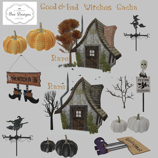 Bee Designs Good & Bad Witches Gacha Hanging Sign