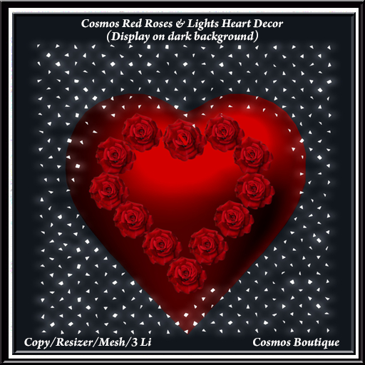 Cosmos Red Roses & Lights Heart Decor MESH (BOX)