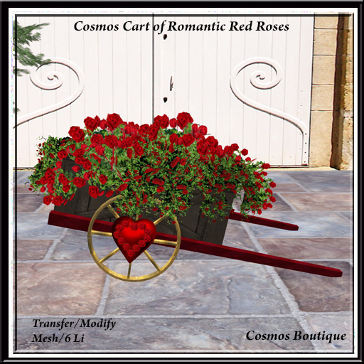 Cosmos Cart of Romantic Red Roses MESH (BOX)