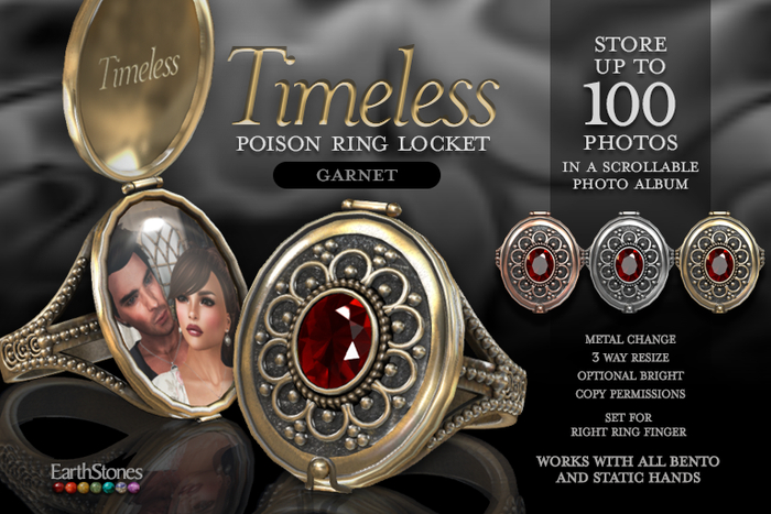 EarthStones Timeless Poison Ring Locket ~ Garnet
