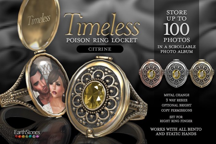 EarthStones Timeless Poison Ring Locket ~ Citrine