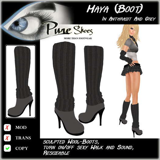 << PURE >> Pure Shoes - Maja - Boot in Anthrazit & Grey [inworld price 99L$]