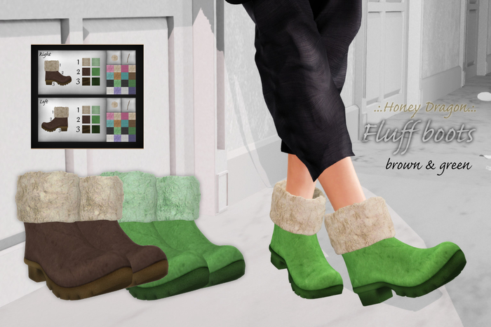 .:.H/D.:. Fluff boots // Green&Brown