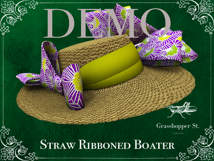 Grasshopper St Straw Ribboned Boater - DEMO