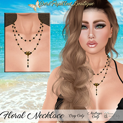 DPB Floral Necklace - Drk Brown  *Maitreya Only*