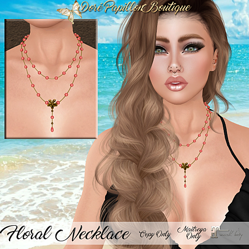 DPB Floral Necklace - Peach  *Maitreya Only*