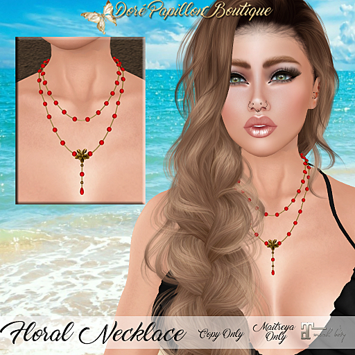 DPB Floral Necklace - Red  *Maitreya Only*