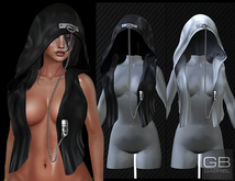 ::GB:: Leather short Hoodie(Maireya) / Black