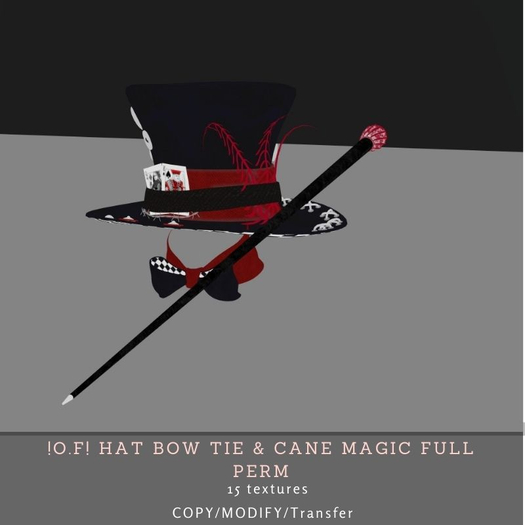 !O.F! Hat Bow tie & Cane Magic Full perm